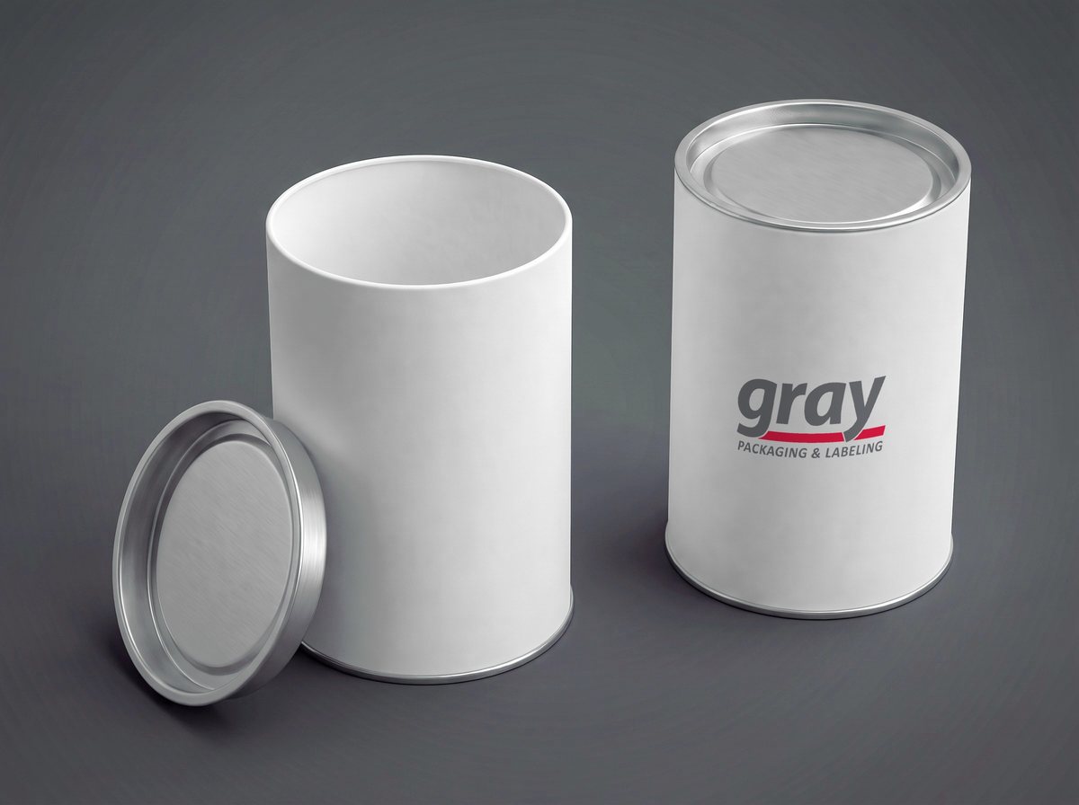 Gray metal kapaklı silindir kutu